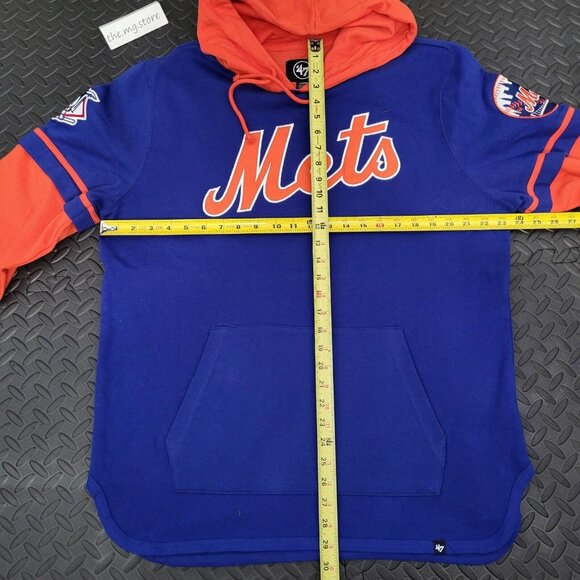 '47 New York Mets Trifecta 47 Shortstop Pullover Men Hoodie L Blue/Orange NWT - Picture 3 of 10